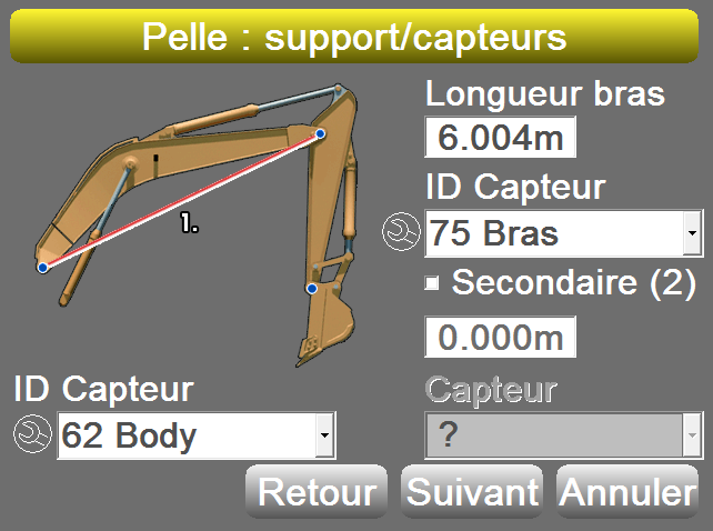 Calibration du capteur pour la flèche