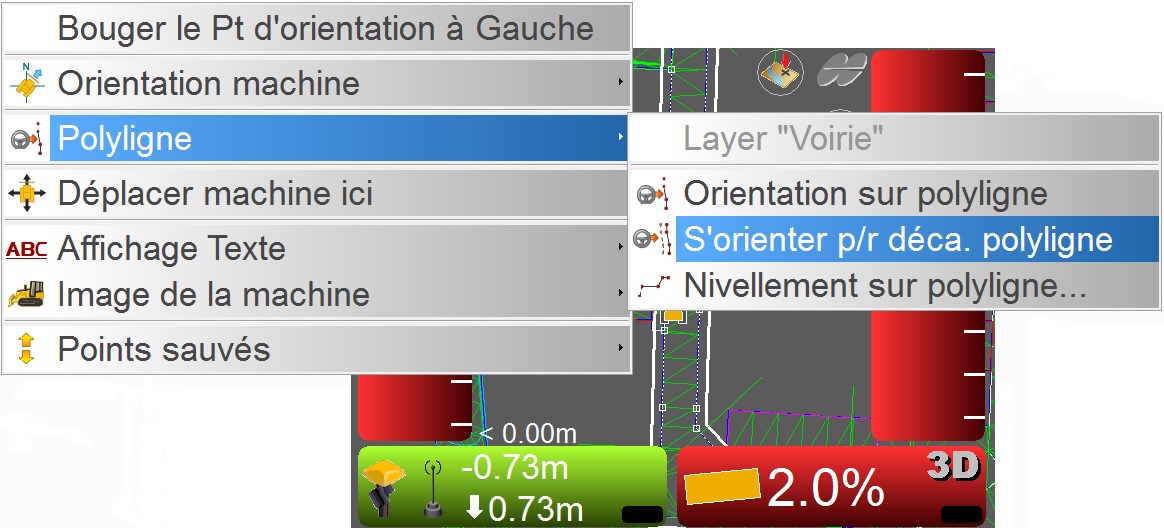 Déport de la cote, ici la <br />surface correspond au fini,<br />-0.73m correspond au <br />terrassement